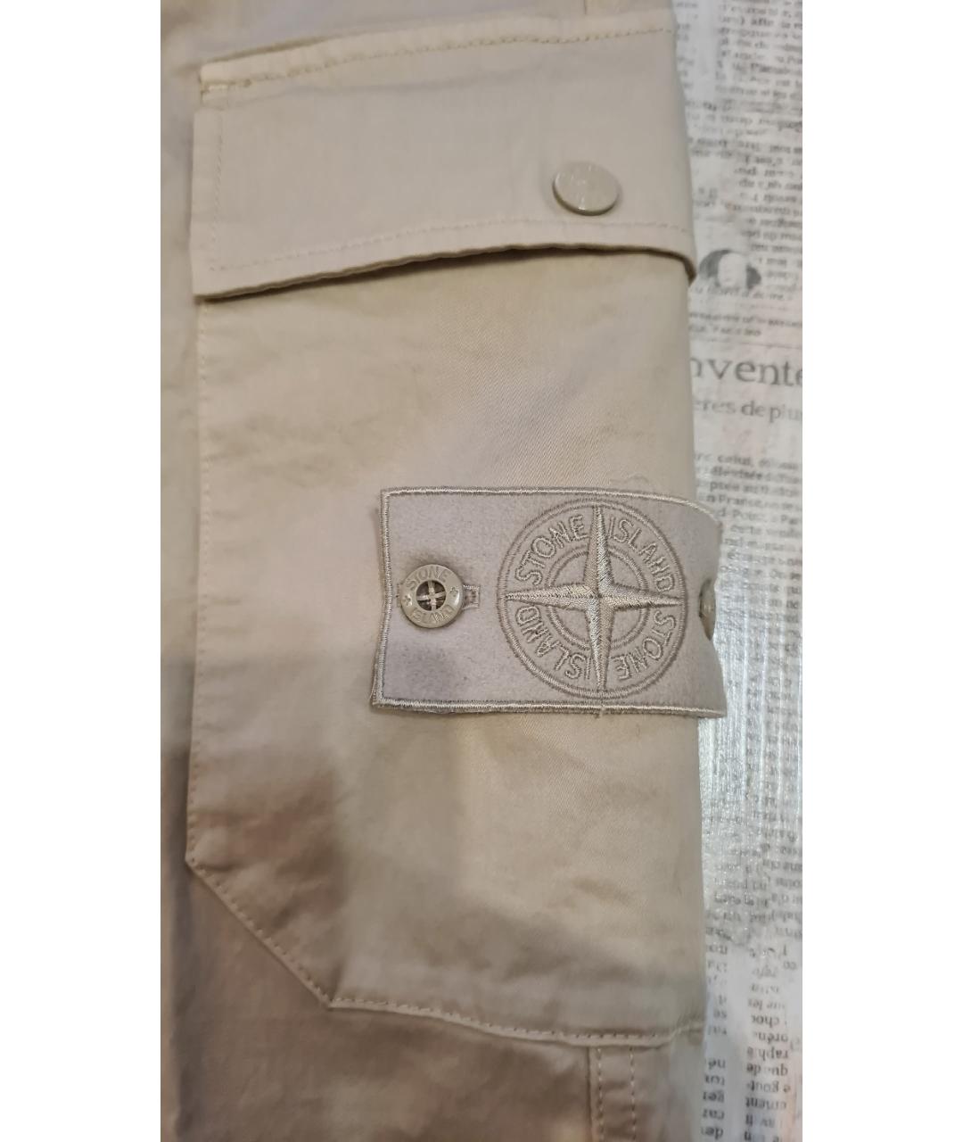 STONE ISLAND Бежевые хлопковые повседневные брюки, фото 5