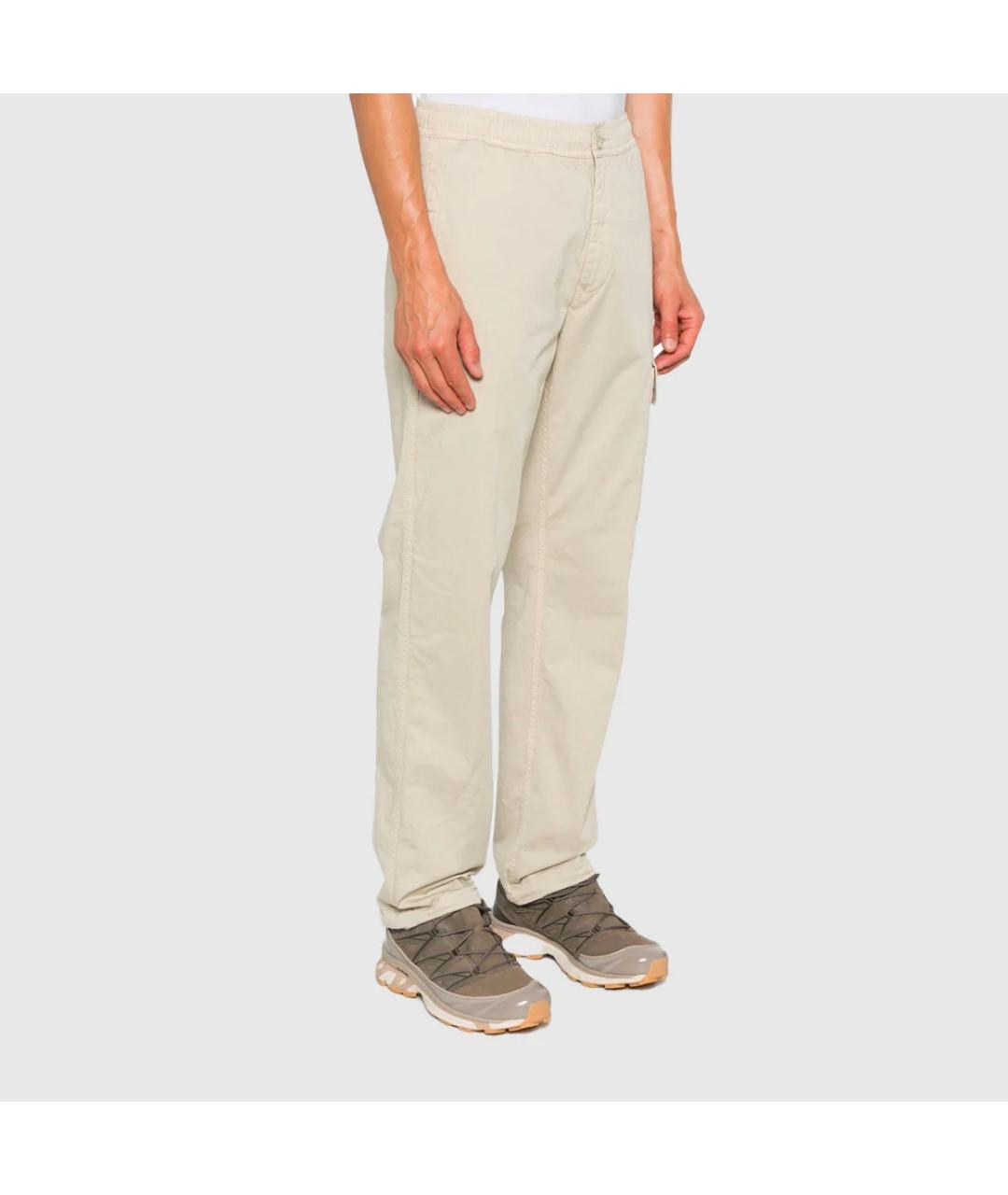 STONE ISLAND Бежевые хлопковые повседневные брюки, фото 4