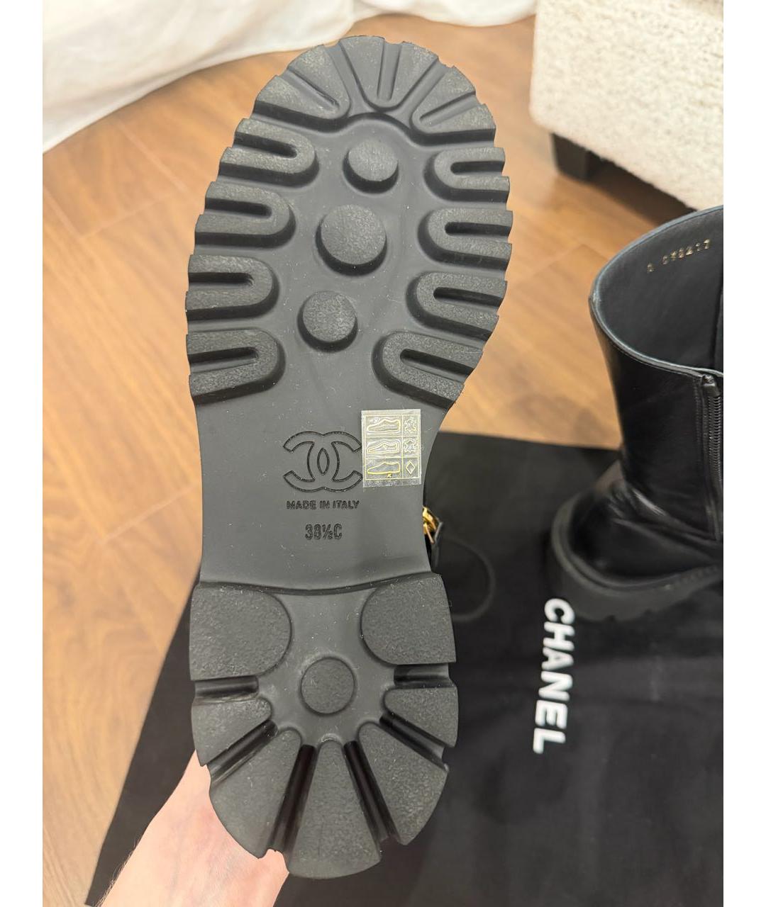 CHANEL Черные кожаные ботинки, фото 4