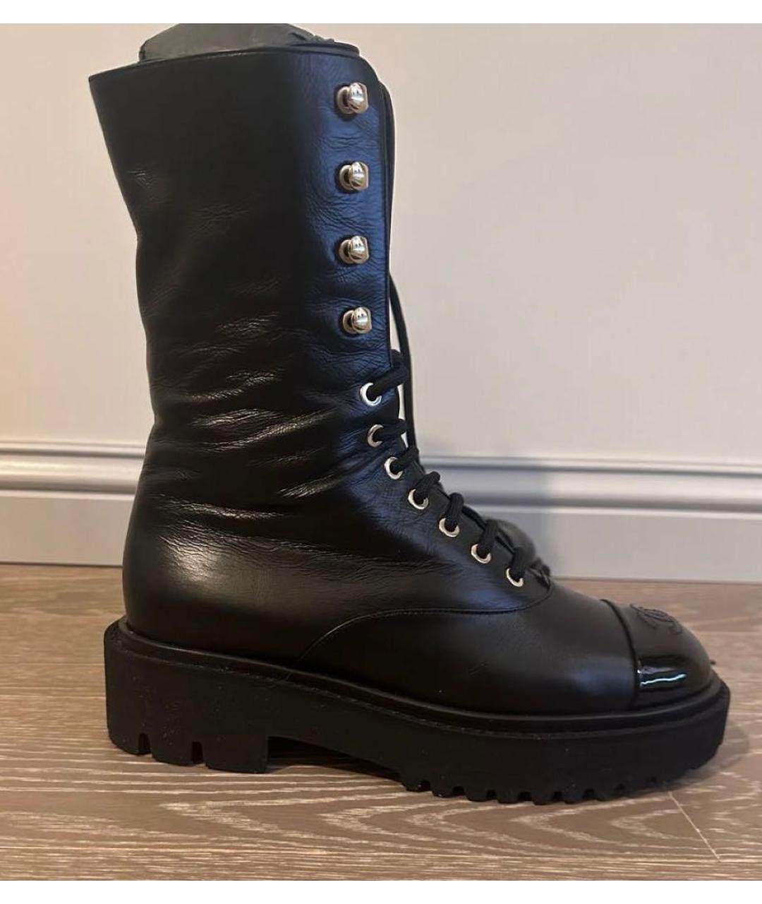 CHANEL Черные кожаные ботинки, фото 5
