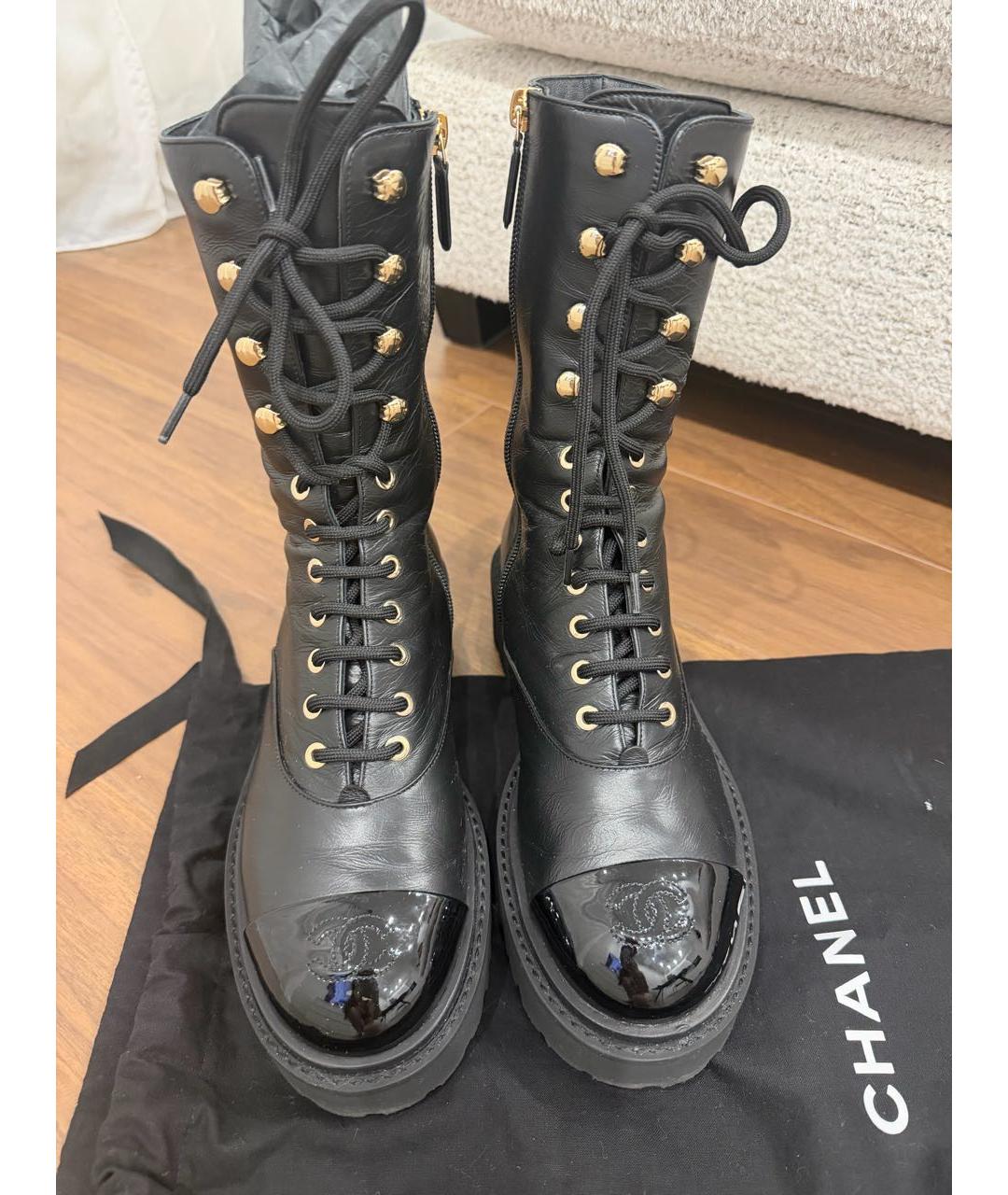 CHANEL Черные кожаные ботинки, фото 2