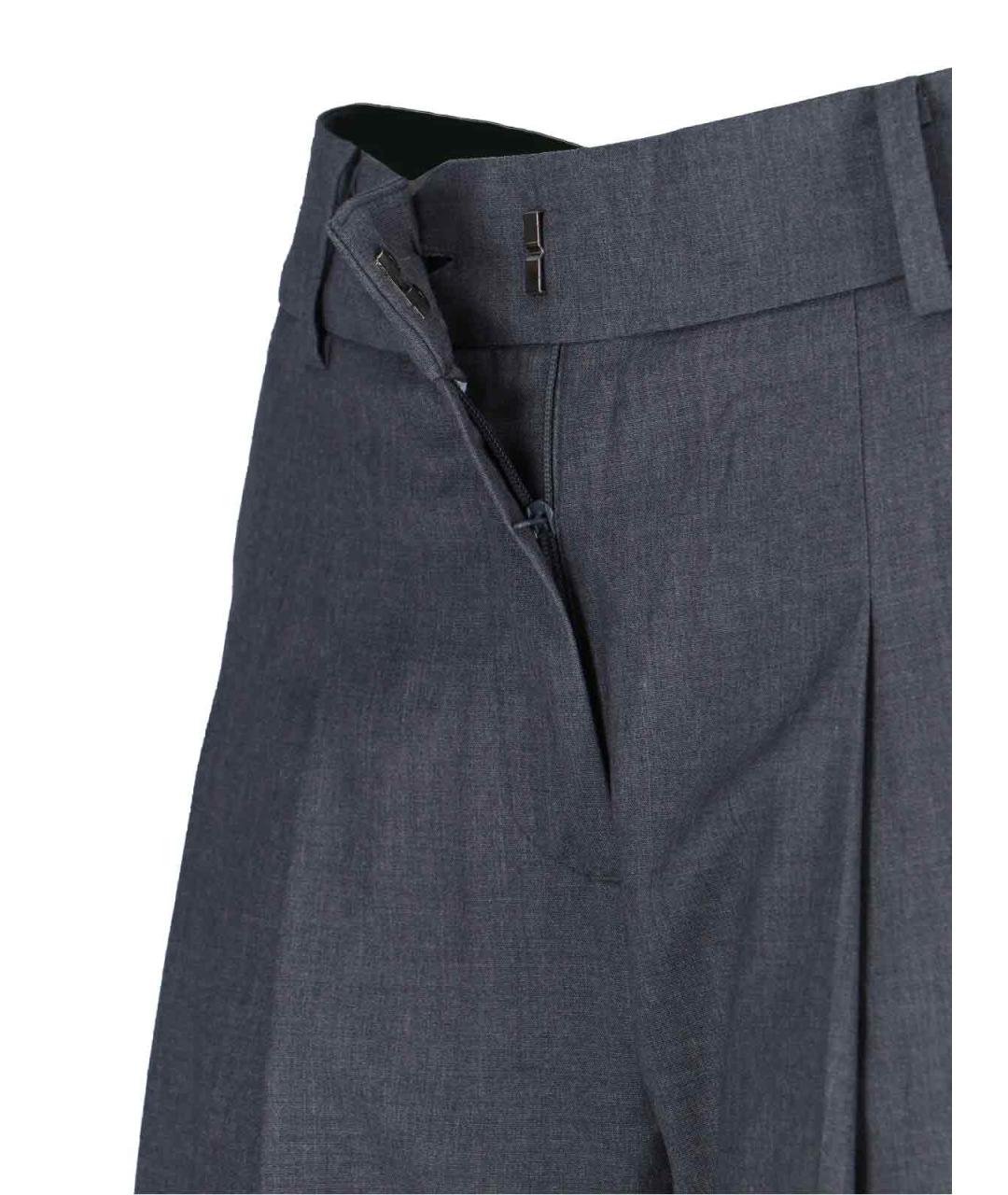 THE FRANKIE SHOP Серые шерстяные прямые брюки, фото 5