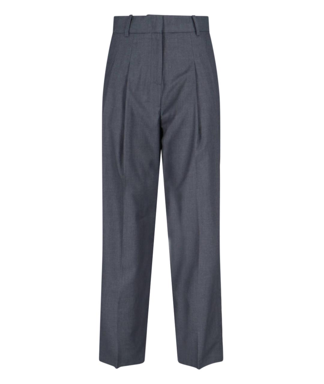 THE FRANKIE SHOP Серые шерстяные прямые брюки, фото 1