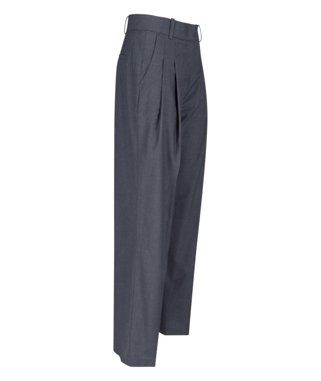 THE FRANKIE SHOP Серые шерстяные прямые брюки, фото 3