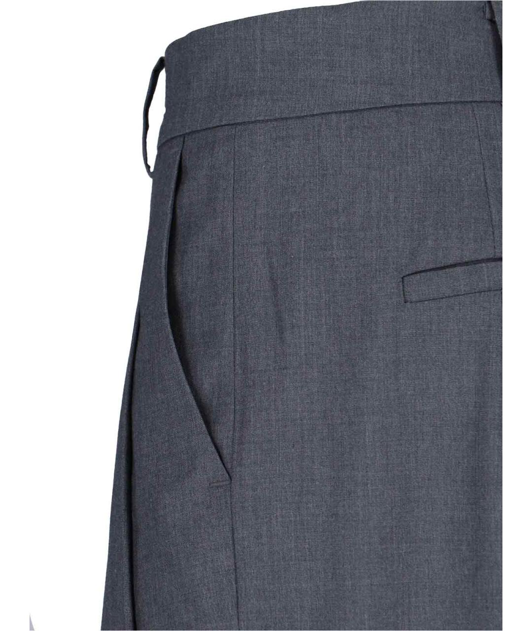 THE FRANKIE SHOP Серые шерстяные прямые брюки, фото 4