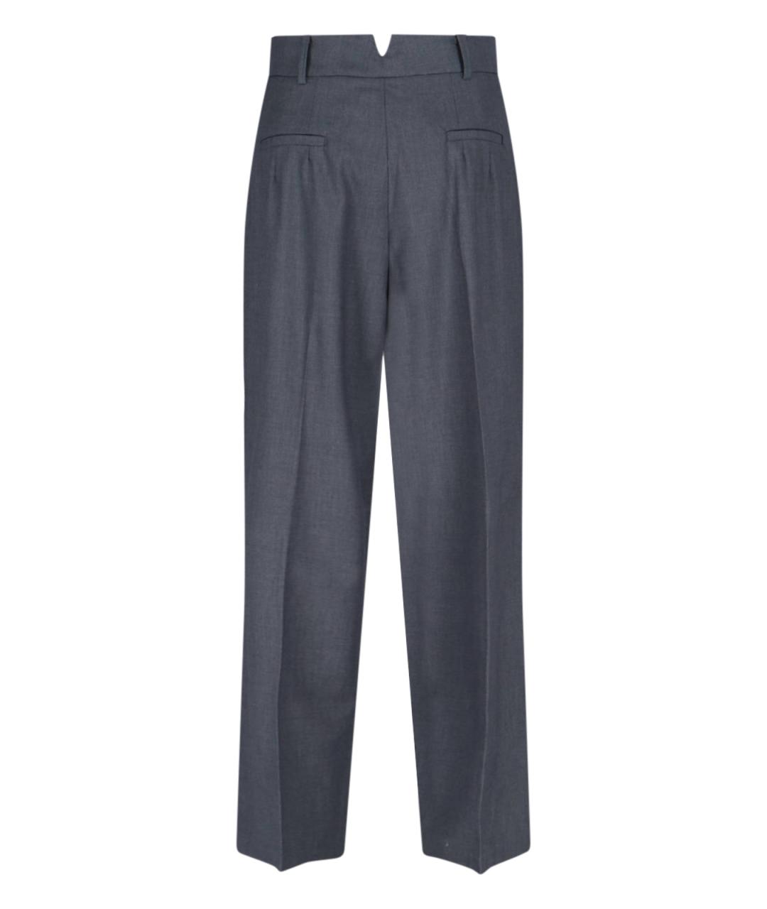 THE FRANKIE SHOP Серые шерстяные прямые брюки, фото 2