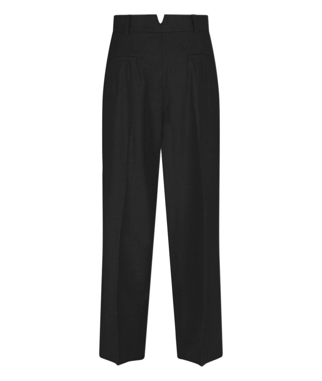 THE FRANKIE SHOP Черные шерстяные прямые брюки, фото 2