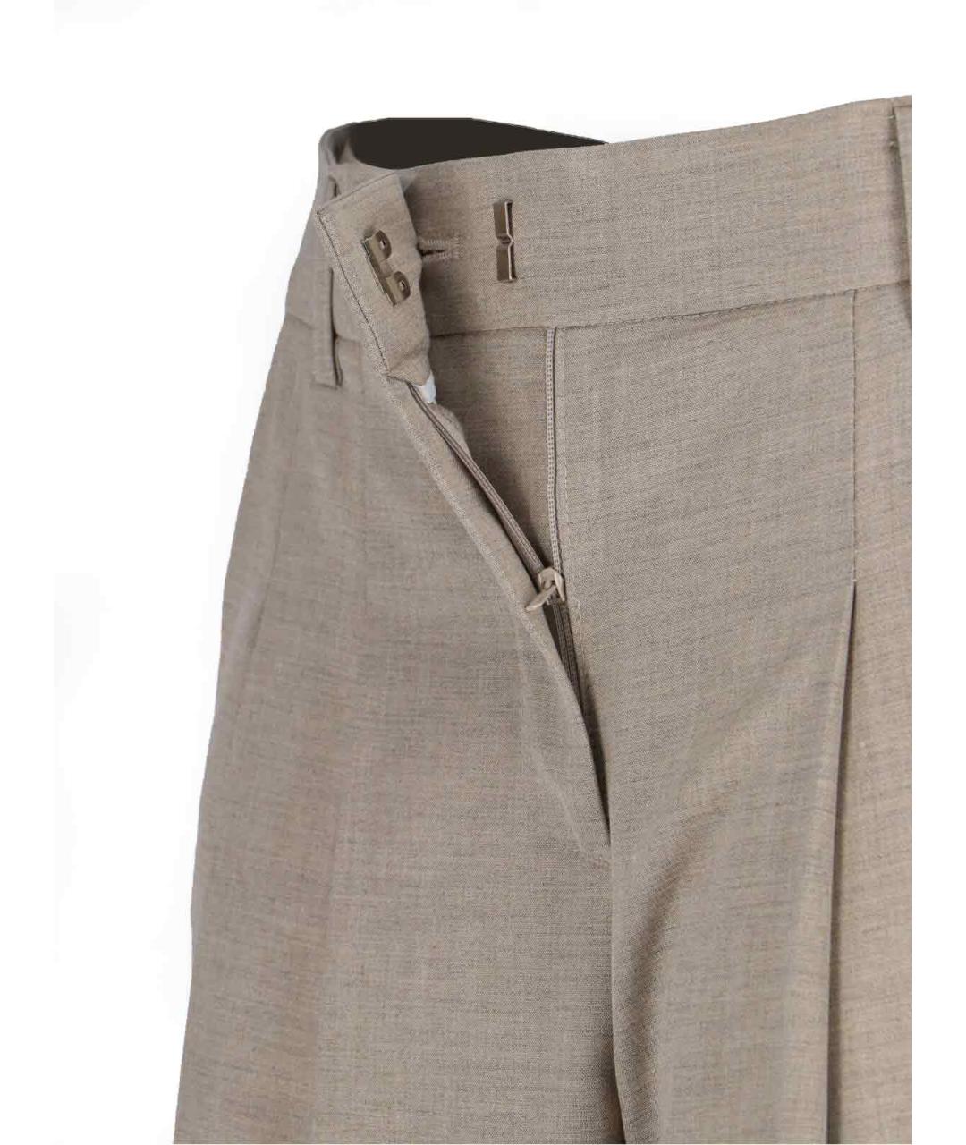 THE FRANKIE SHOP Бежевые шерстяные прямые брюки, фото 5