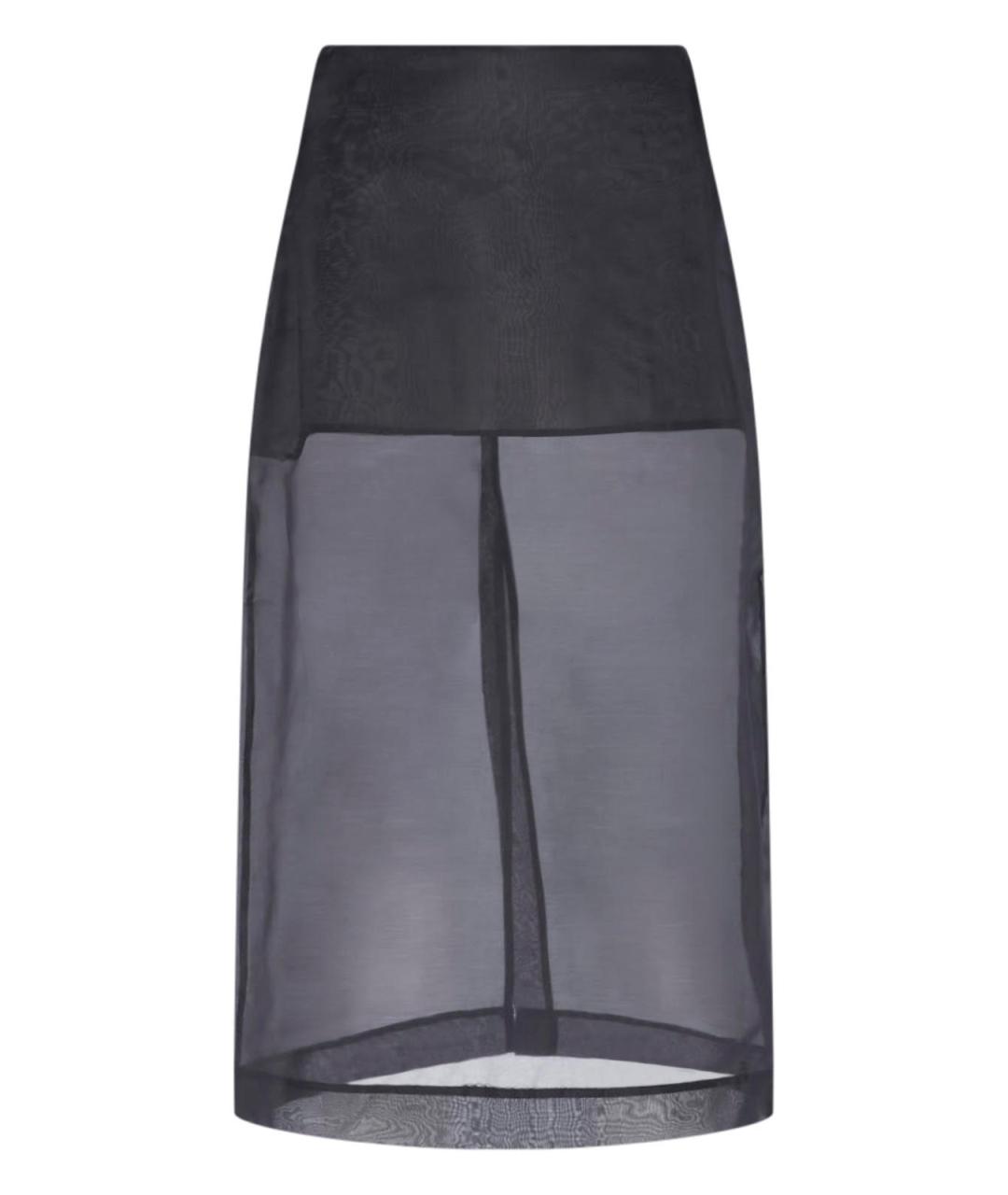 THE FRANKIE SHOP Черная шелковая юбка миди, фото 1