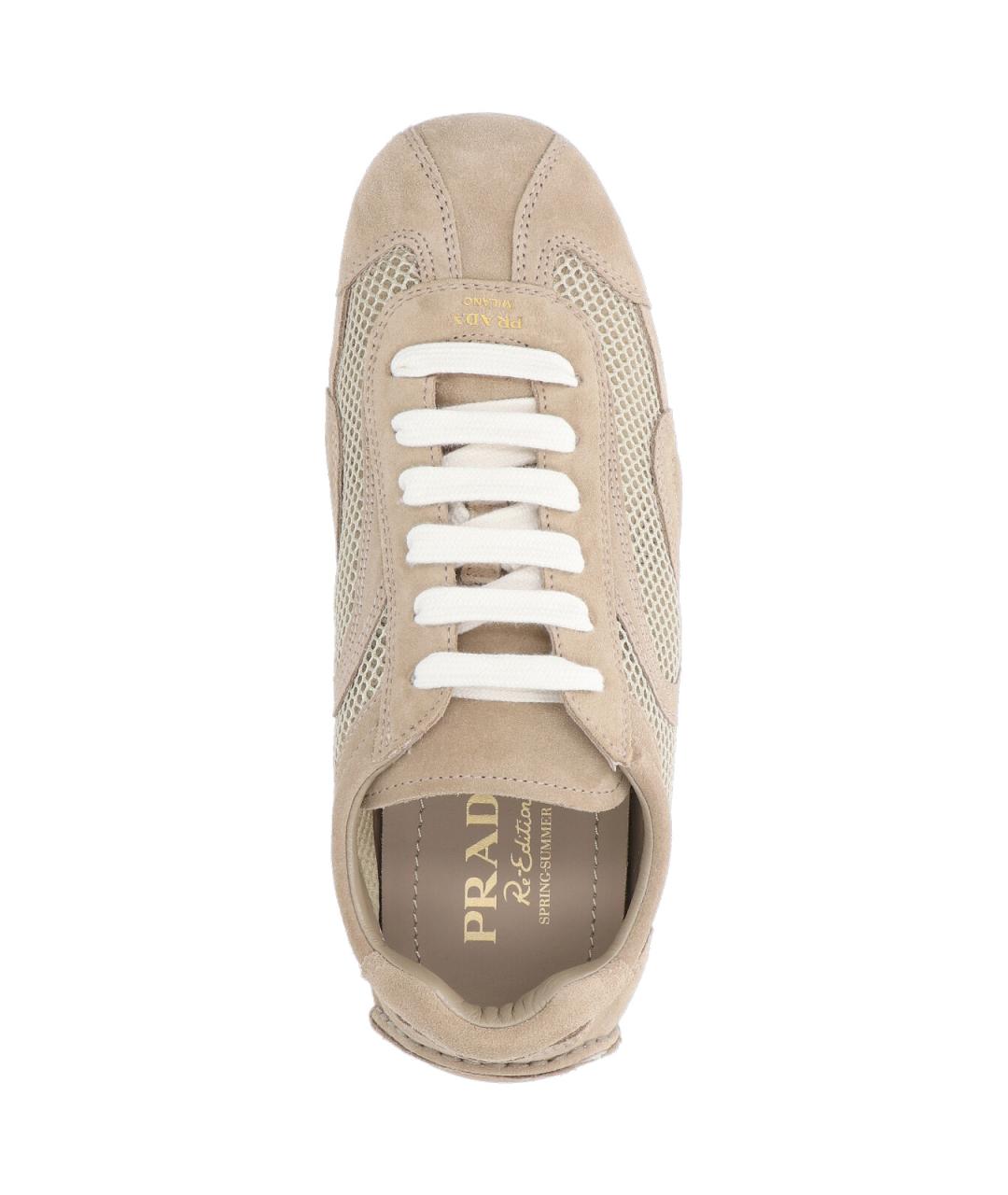 PRADA Бежевые синтетические кроссовки, фото 5