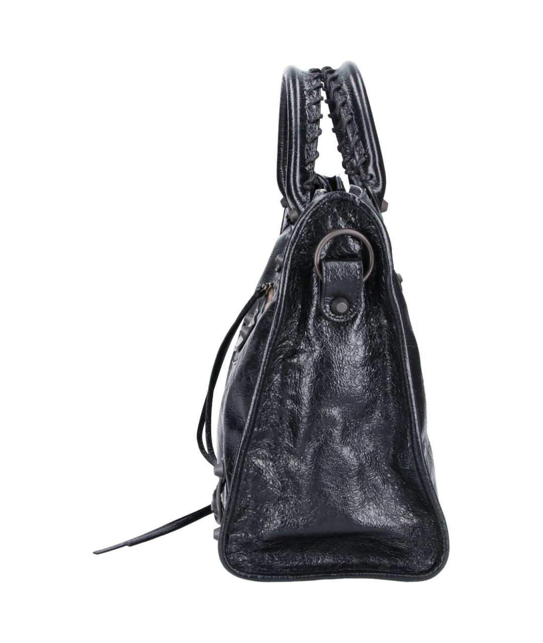 BALENCIAGA Черная кожаная сумка тоут, фото 5