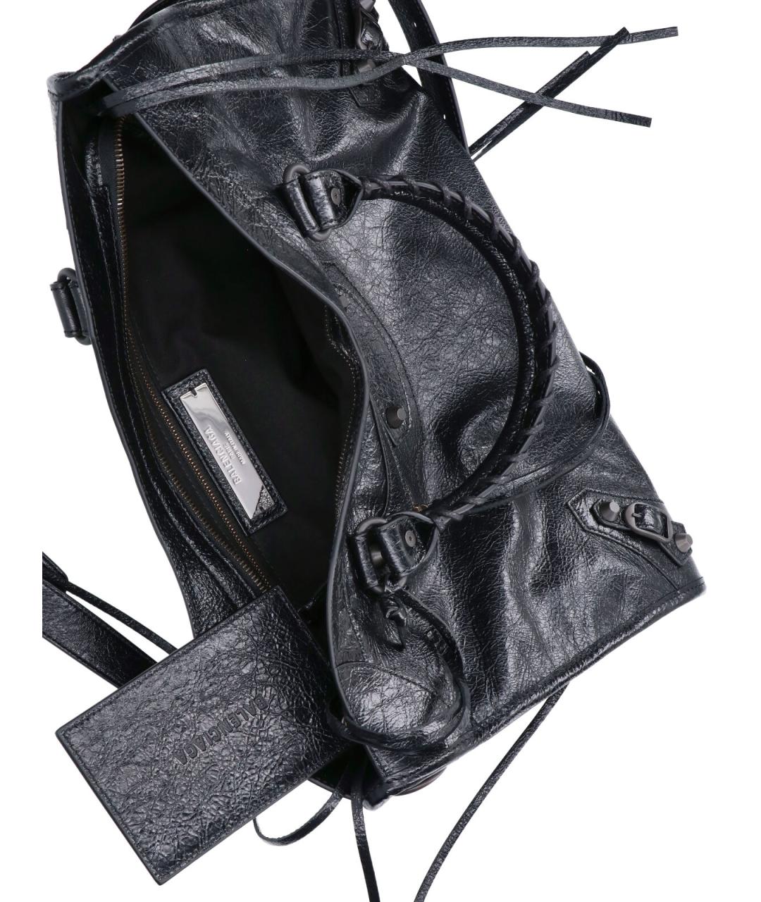 BALENCIAGA Черная кожаная сумка тоут, фото 4