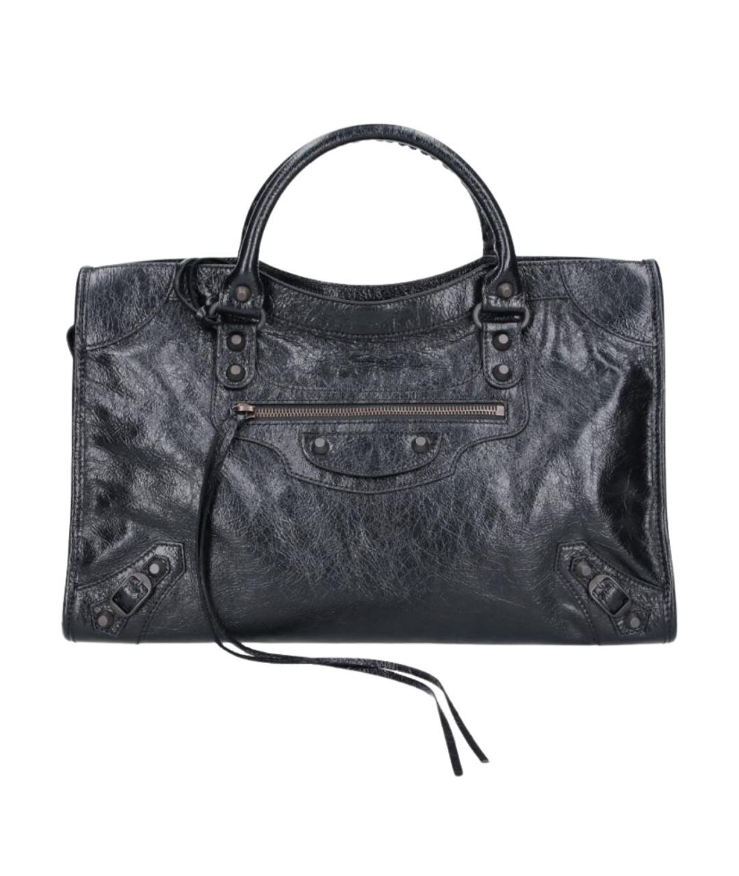 BALENCIAGA Черная кожаная сумка тоут, фото 1