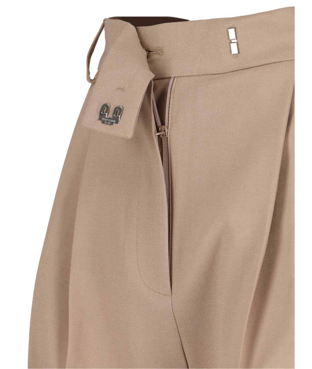 THE FRANKIE SHOP Бежевые полиэстеровые прямые брюки, фото 5