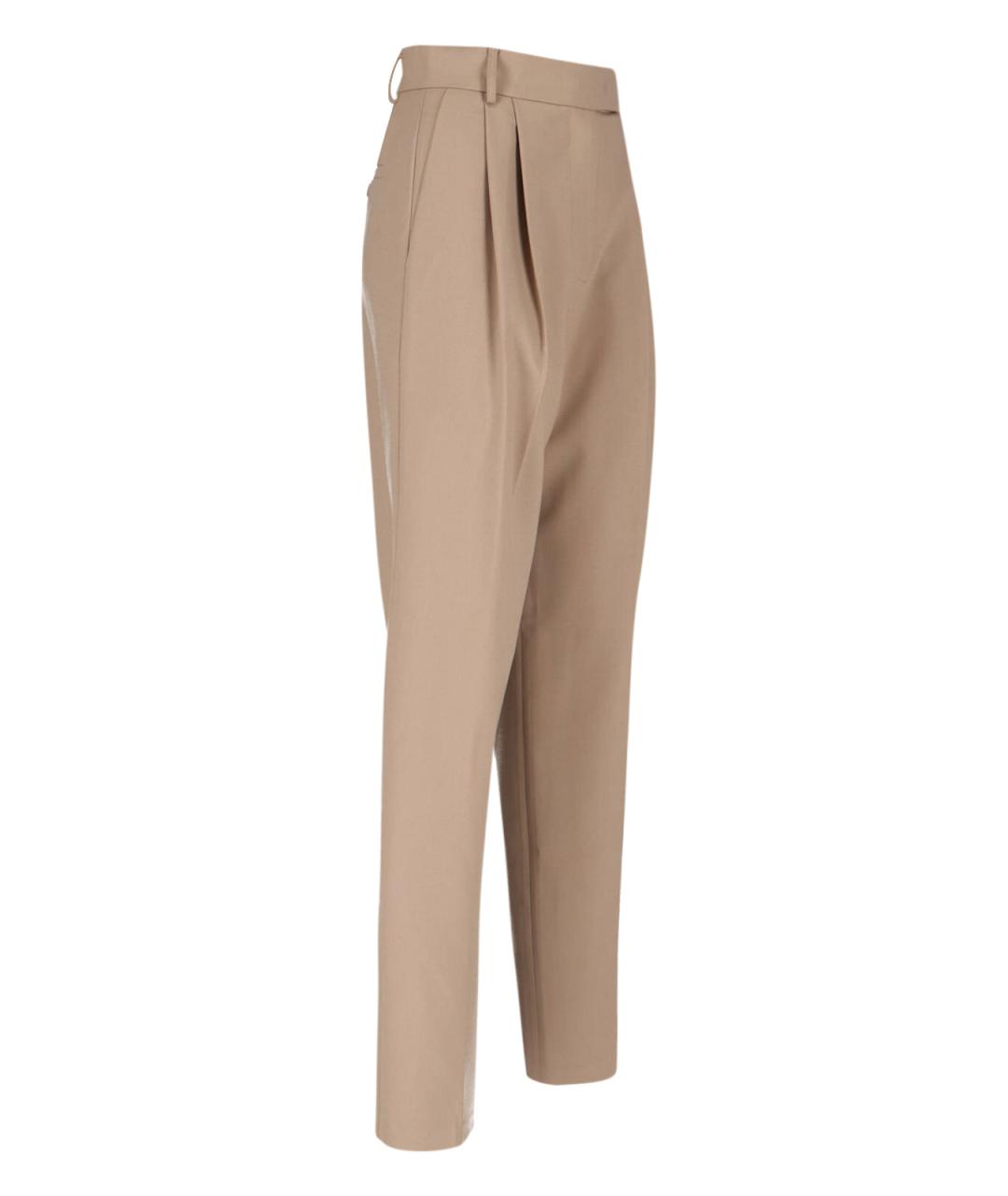 THE FRANKIE SHOP Бежевые полиэстеровые прямые брюки, фото 3