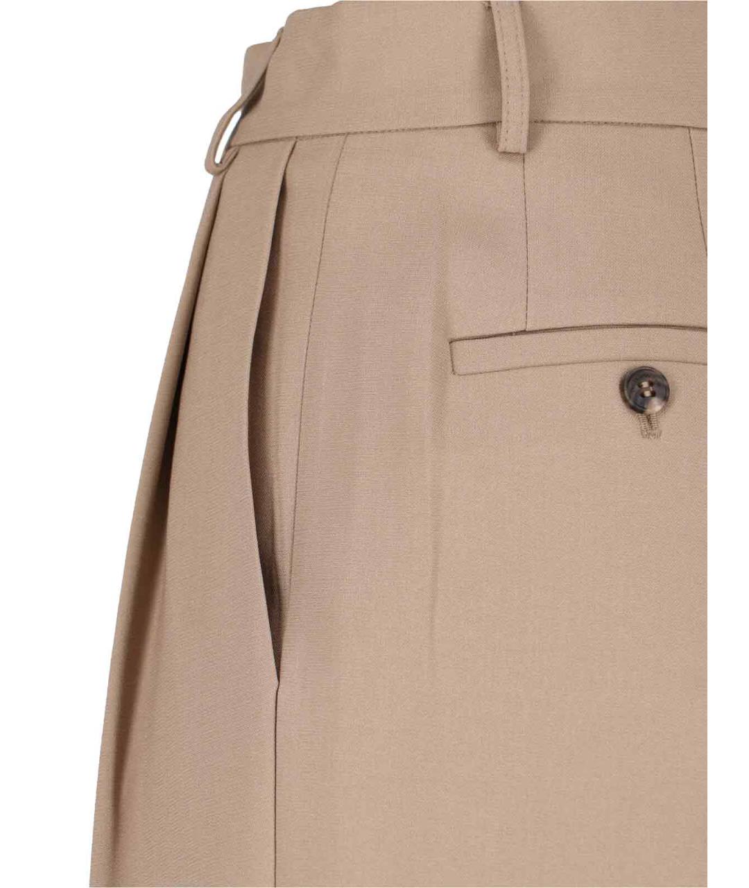 THE FRANKIE SHOP Бежевые полиэстеровые прямые брюки, фото 4
