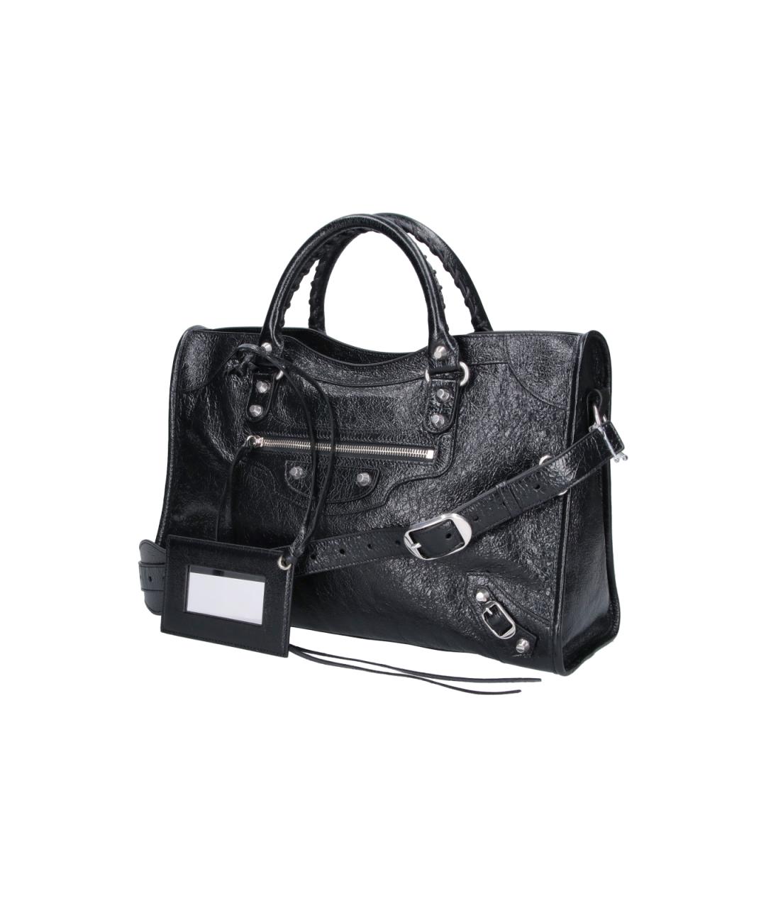 BALENCIAGA Черная кожаная сумка тоут, фото 2