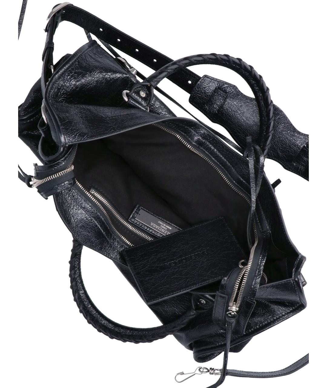 BALENCIAGA Черная кожаная сумка тоут, фото 4