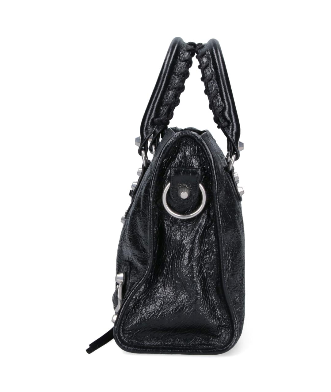 BALENCIAGA Черная кожаная сумка тоут, фото 5