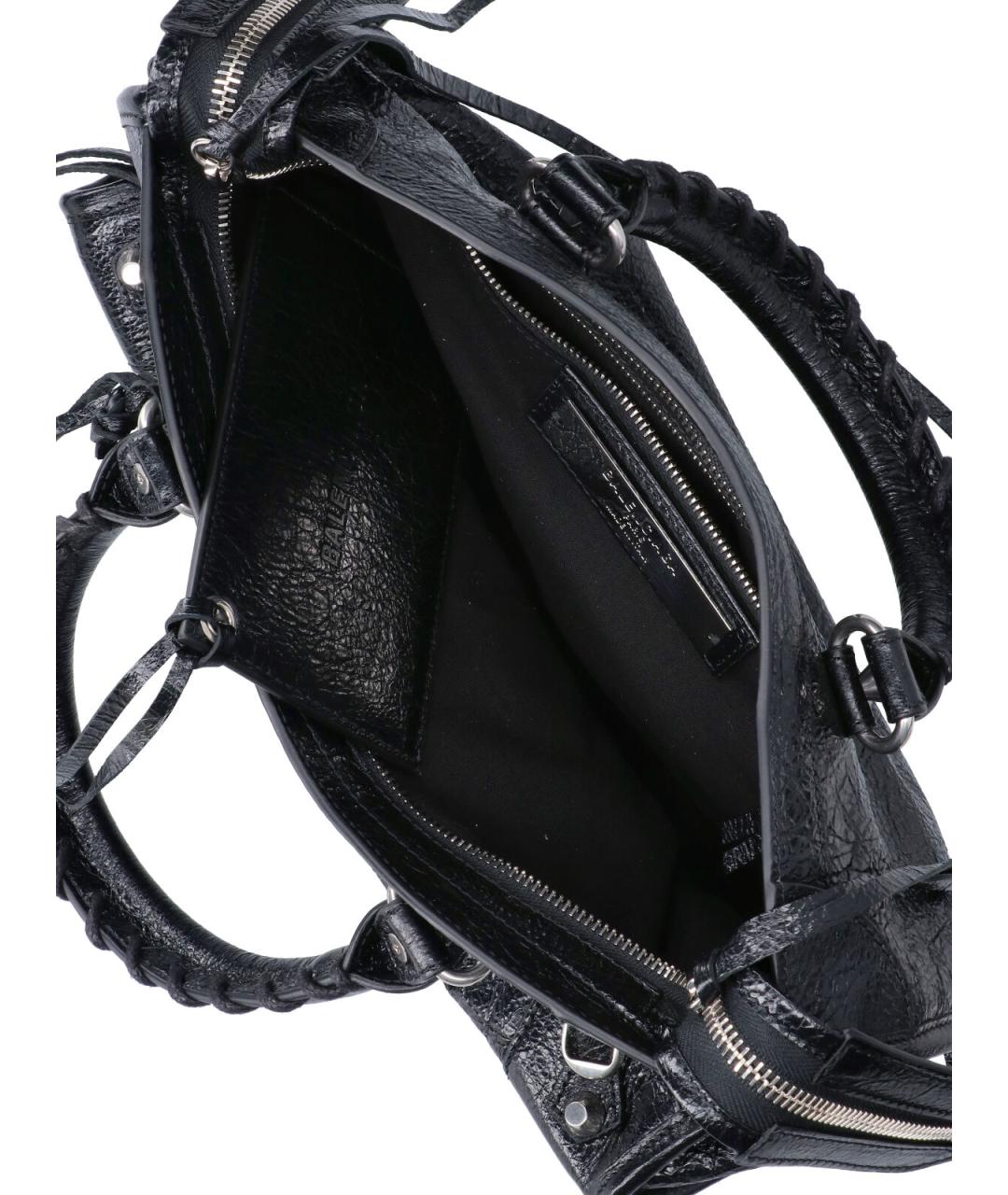 BALENCIAGA Черная кожаная сумка тоут, фото 4