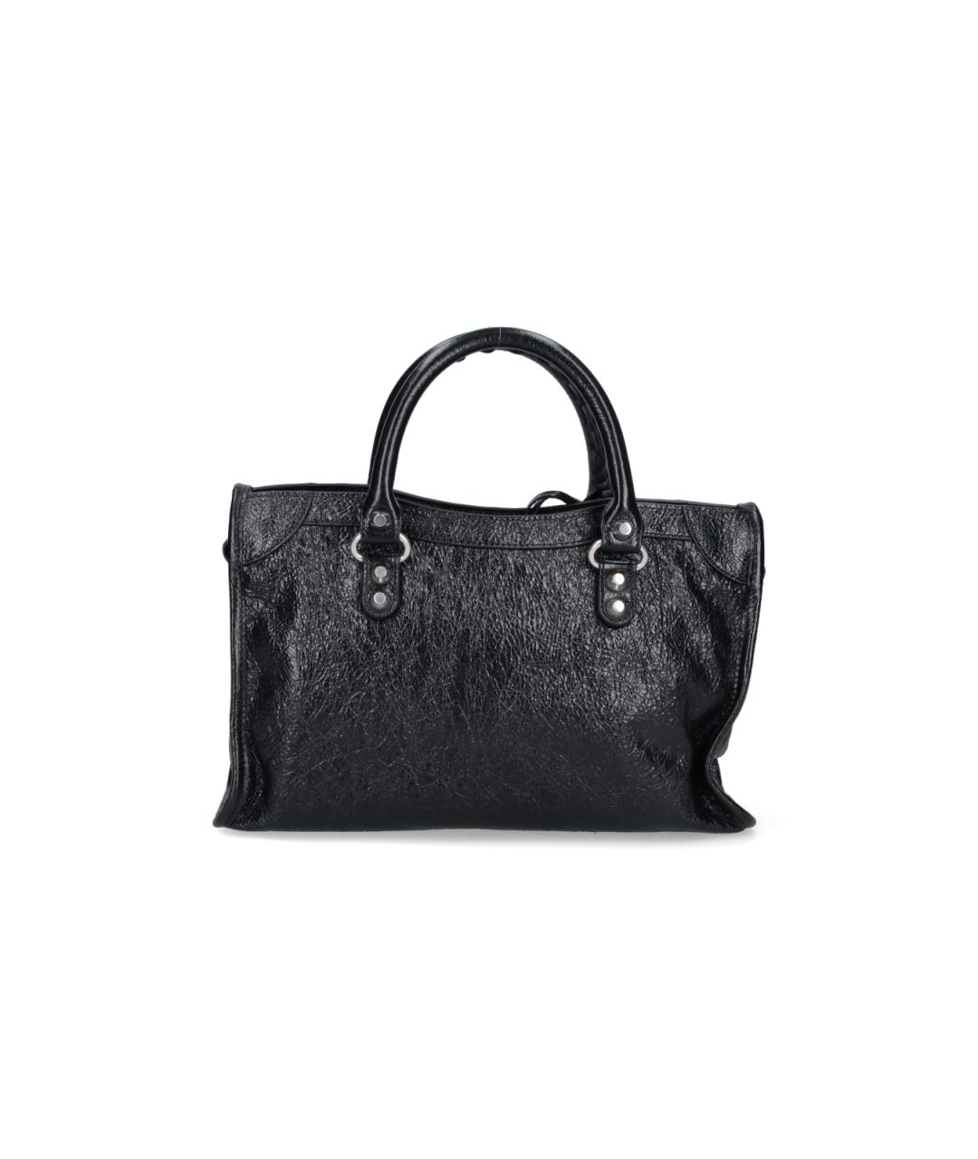 BALENCIAGA Черная кожаная сумка тоут, фото 3