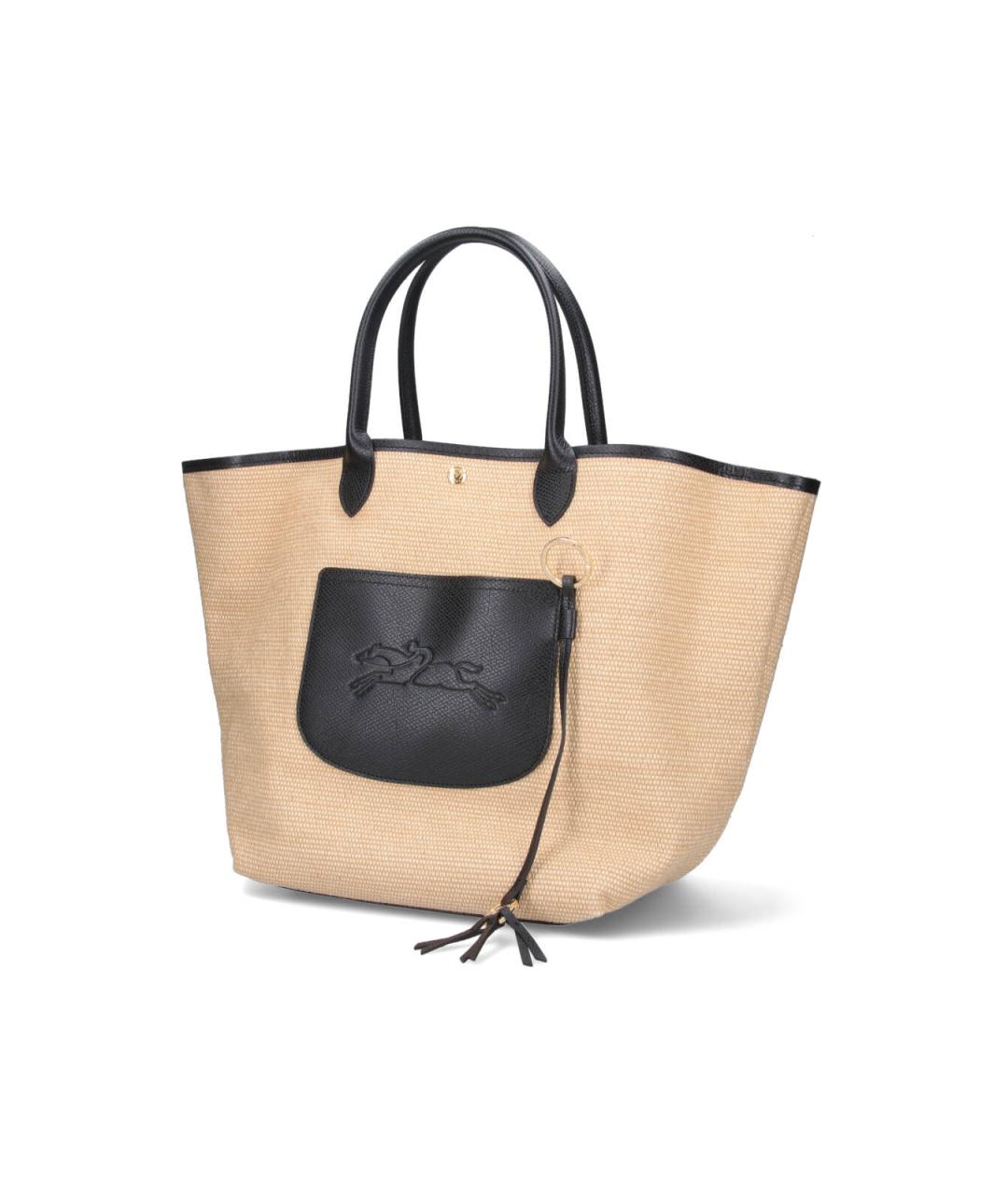 LONGCHAMP Черная хлопковая сумка тоут, фото 2