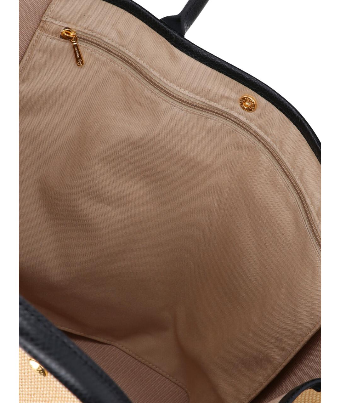 LONGCHAMP Черная хлопковая сумка тоут, фото 4