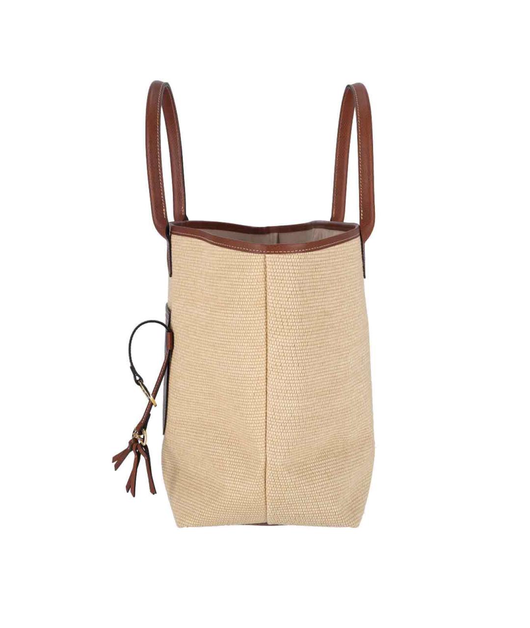 LONGCHAMP Коричневая хлопковая сумка тоут, фото 5