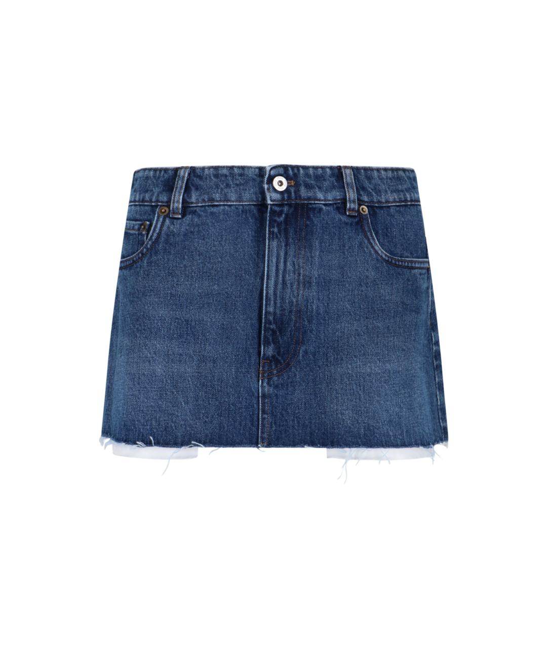 MIU MIU Синяя хлопковая юбка мини, фото 1