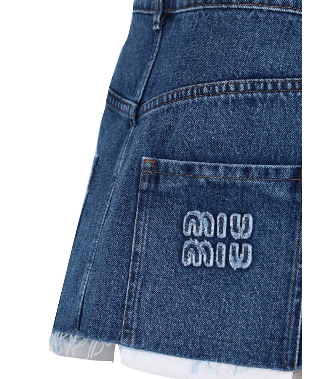 MIU MIU Синяя хлопковая юбка мини, фото 4