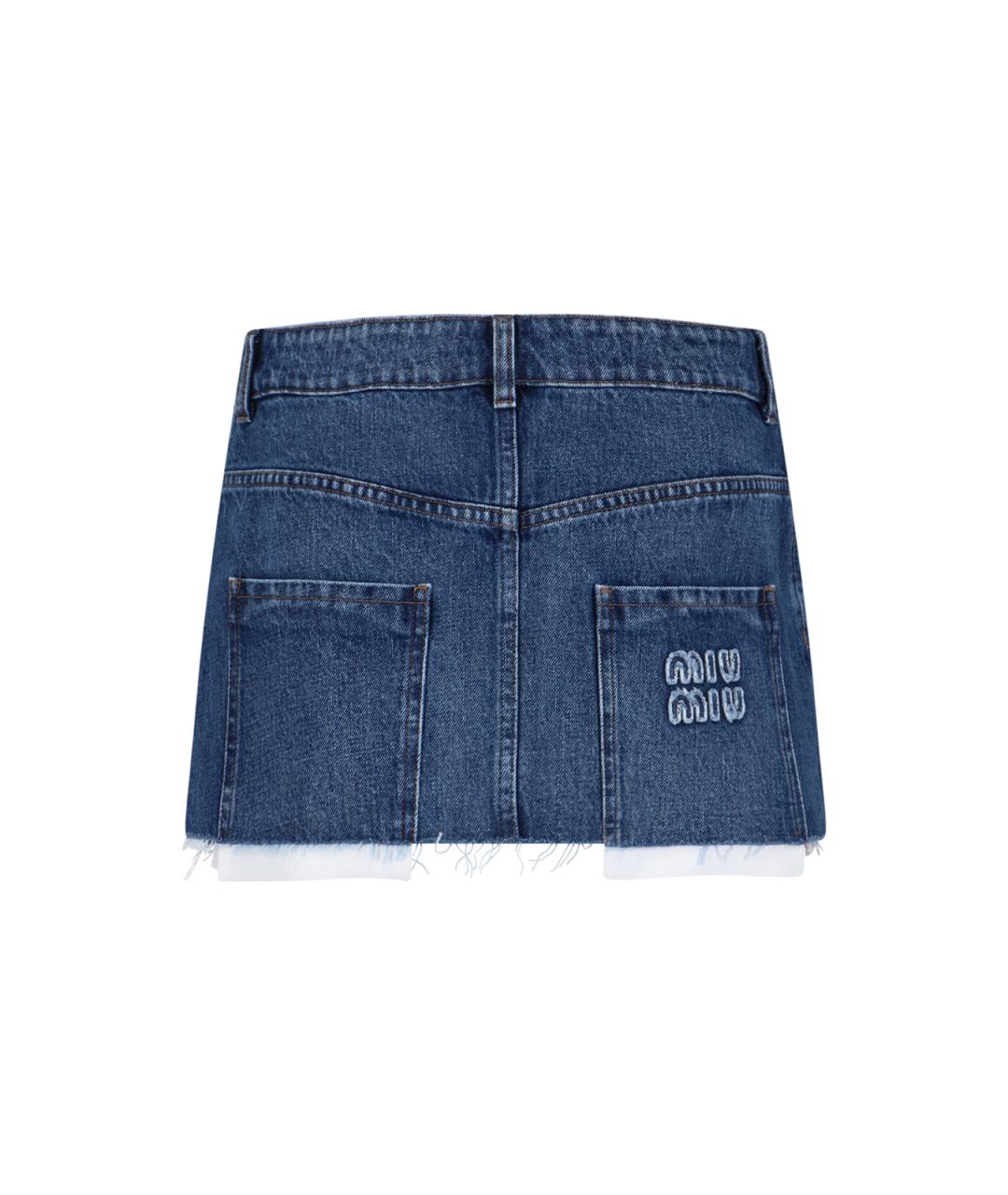 MIU MIU Синяя хлопковая юбка мини, фото 2