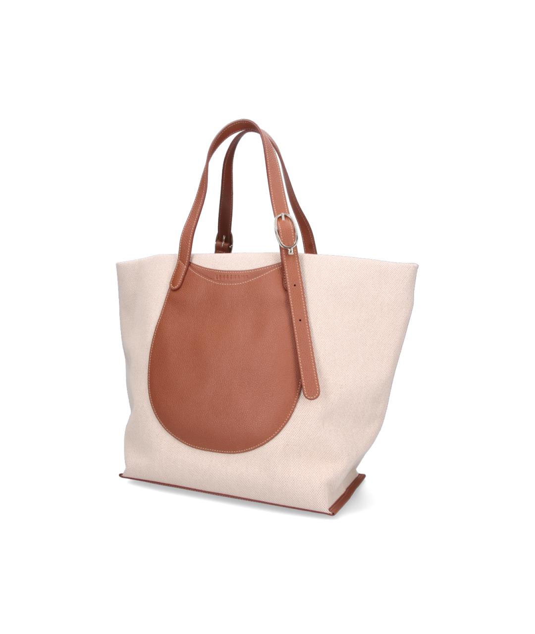 LONGCHAMP Коричневая тканевая сумка тоут, фото 2