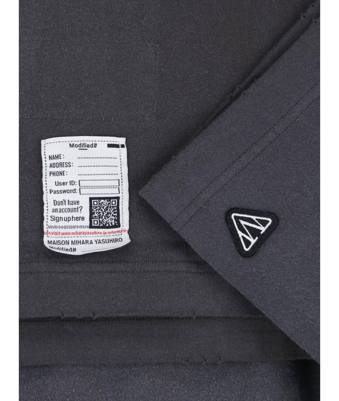 MAISON MIHARA YASUHIRO Серая хлопковая футболка, фото 3