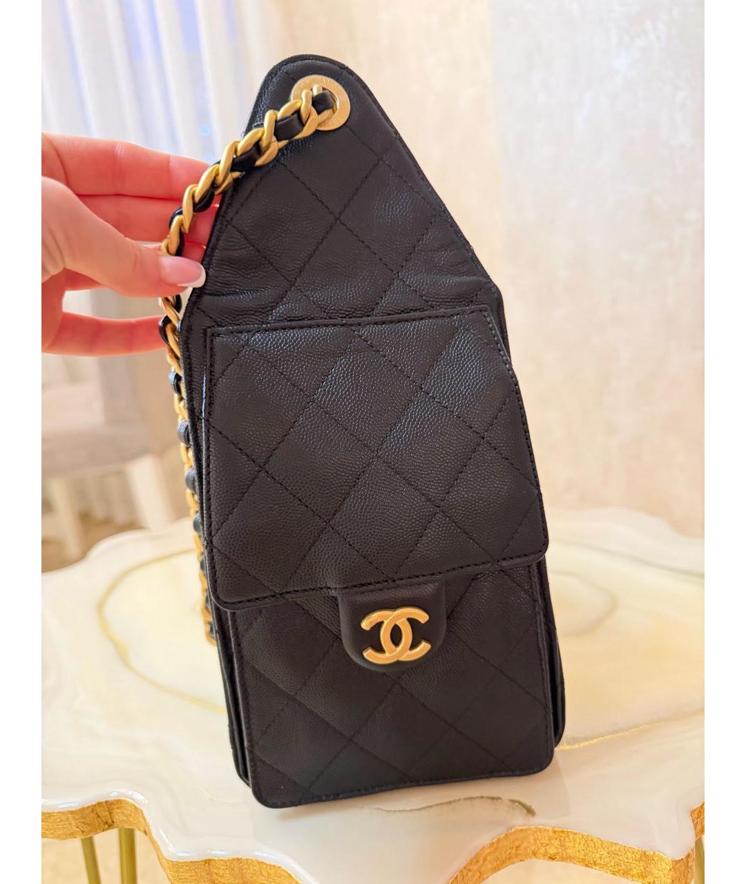 CHANEL Черная кожаная сумка через плечо, фото 3