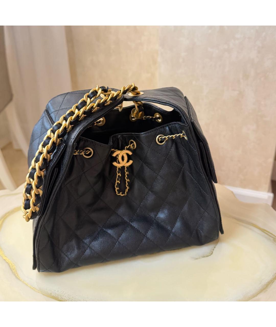CHANEL Черная кожаная сумка через плечо, фото 7