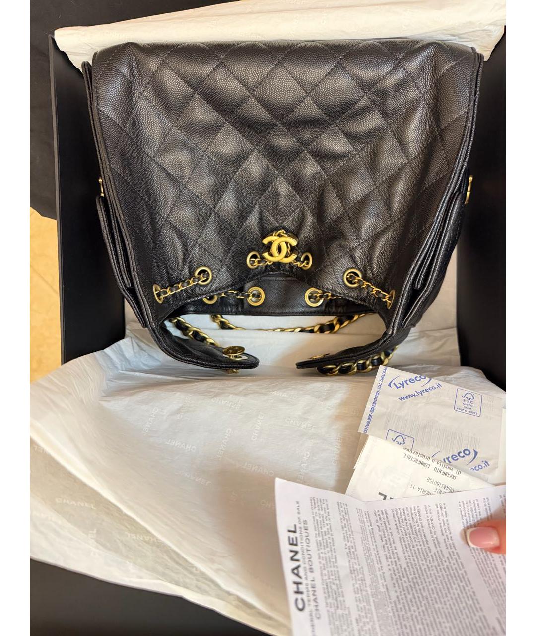 CHANEL Черная кожаная сумка через плечо, фото 5