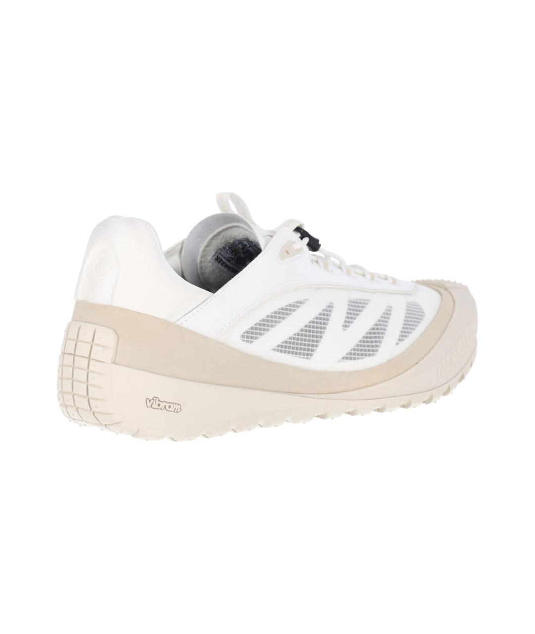 MONCLER Белые синтетические низкие кроссовки / кеды, фото 4