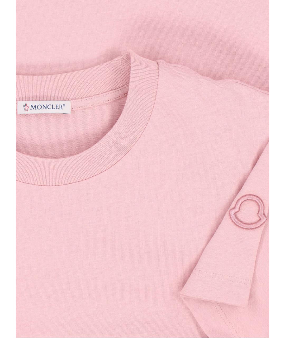 MONCLER Розовая хлопковая футболка, фото 3