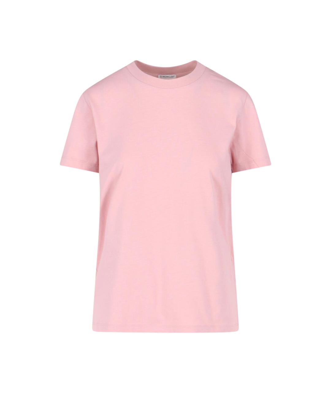MONCLER Розовая хлопковая футболка, фото 1