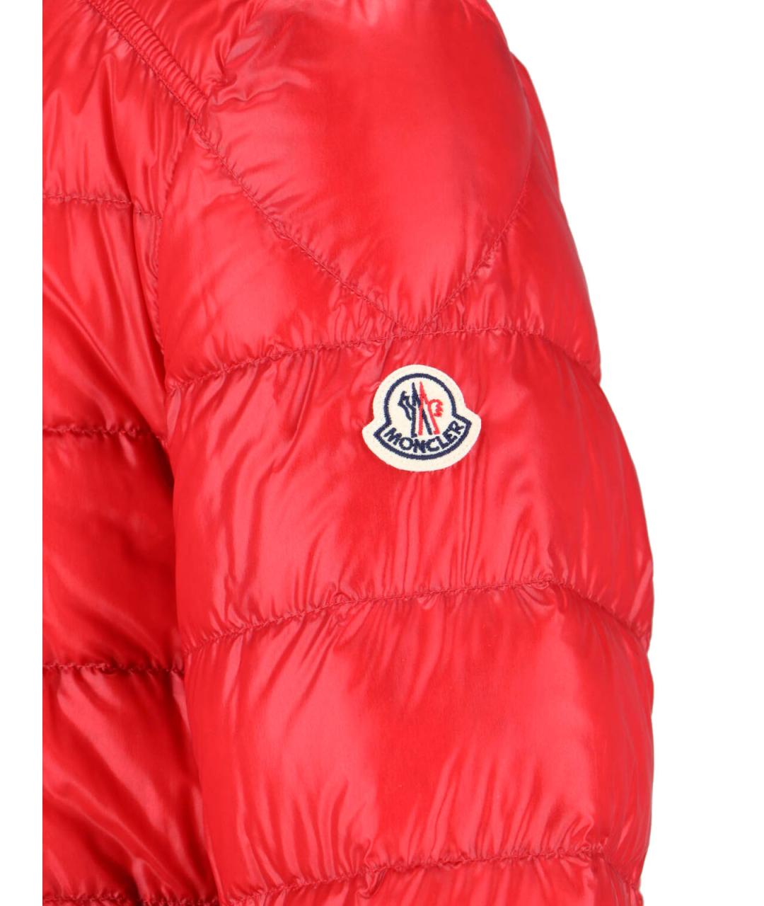 MONCLER Красный полиамидовый пуховик, фото 3