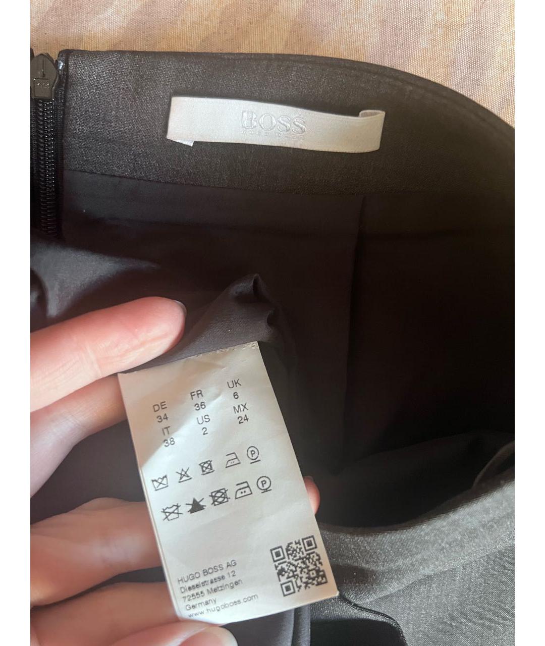 HUGO BOSS Синяя шерстяная юбка миди, фото 3