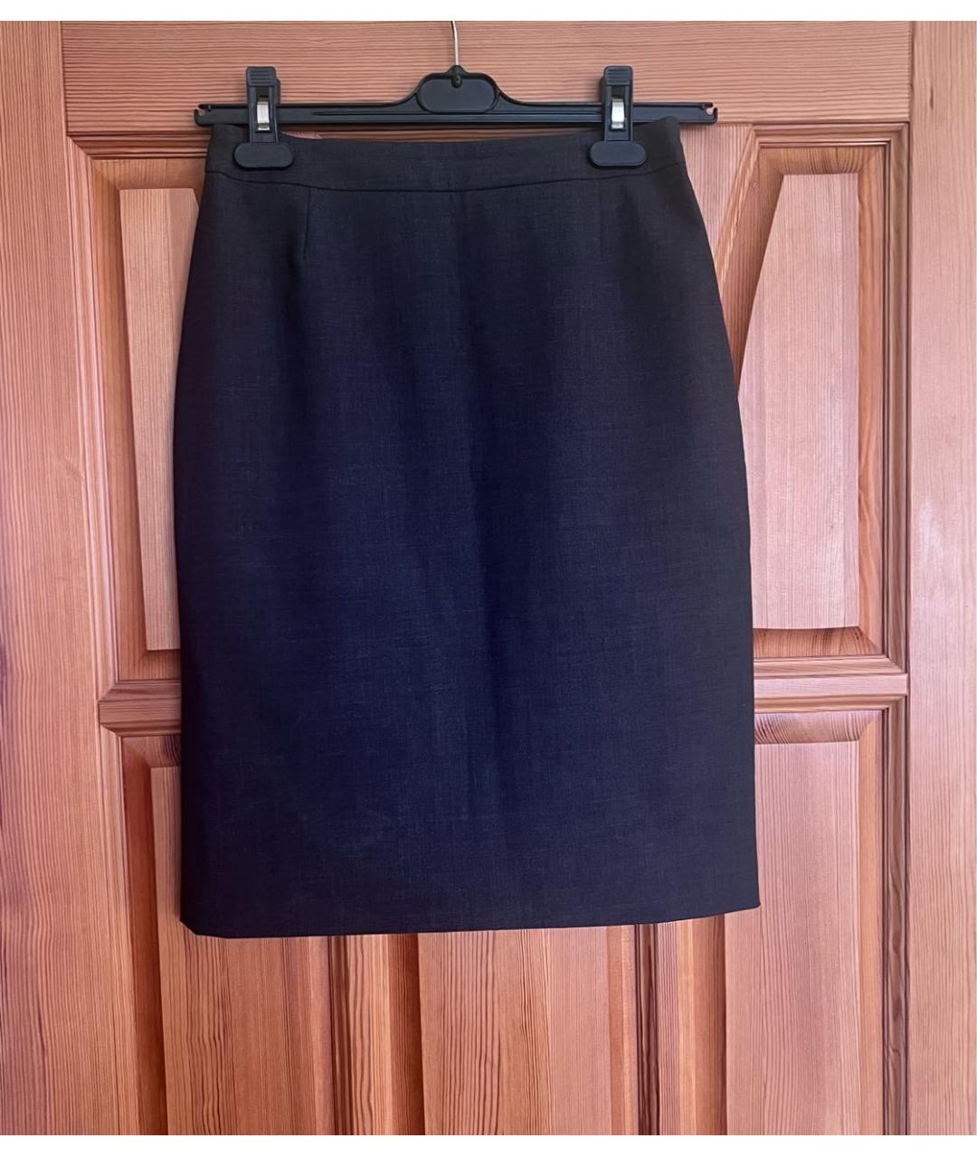 HUGO BOSS Синяя шерстяная юбка миди, фото 5