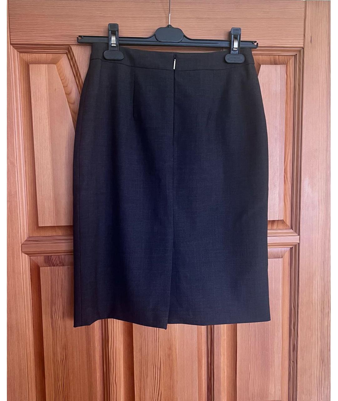 HUGO BOSS Синяя шерстяная юбка миди, фото 2