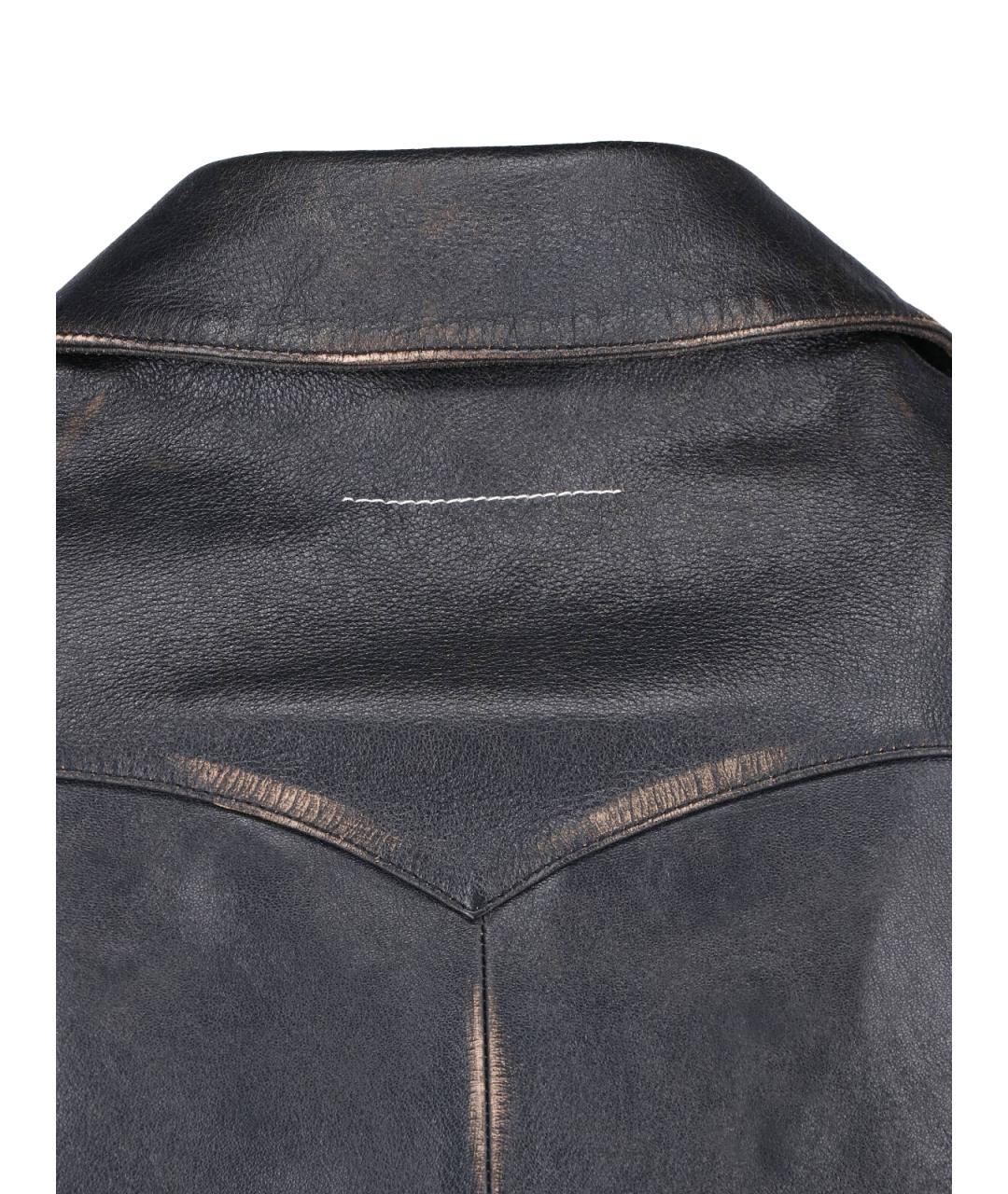 MM6 MAISON MARGIELA Черная кожаная куртка, фото 3
