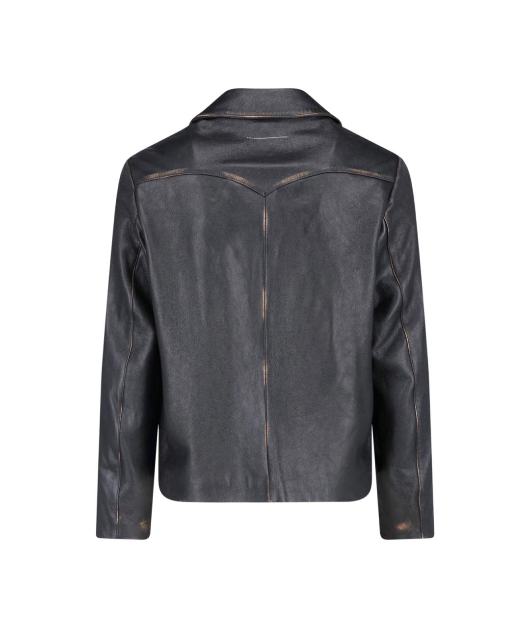 MM6 MAISON MARGIELA Черная кожаная куртка, фото 2