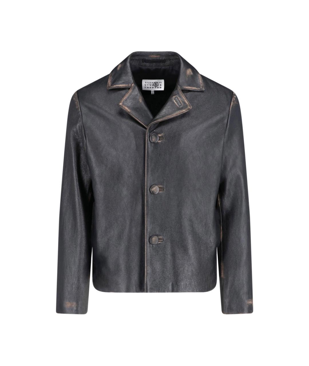 MM6 MAISON MARGIELA Черная кожаная куртка, фото 1