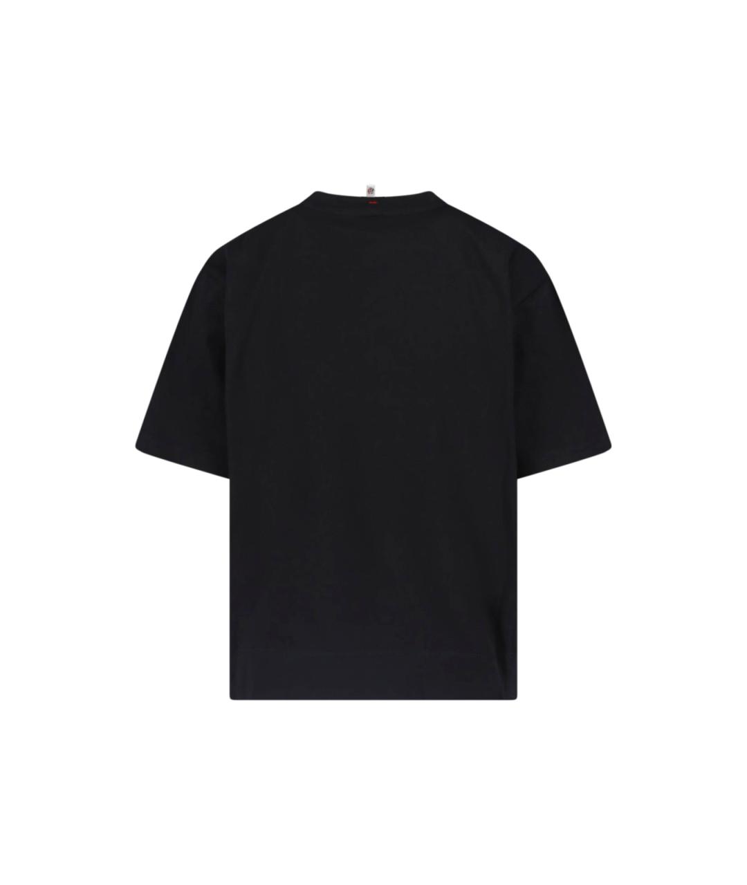MONCLER GRENOBLE Черная хлопковая футболка, фото 2