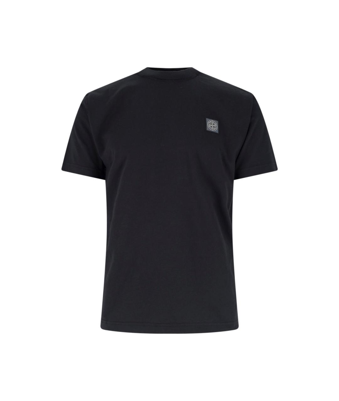STONE ISLAND Черная хлопковая футболка, фото 1