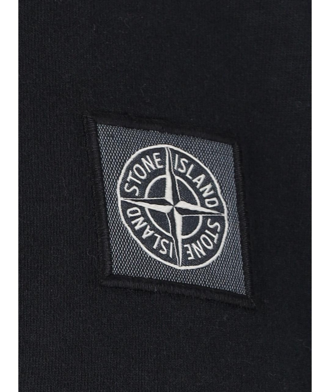 STONE ISLAND Черная хлопковая футболка, фото 3
