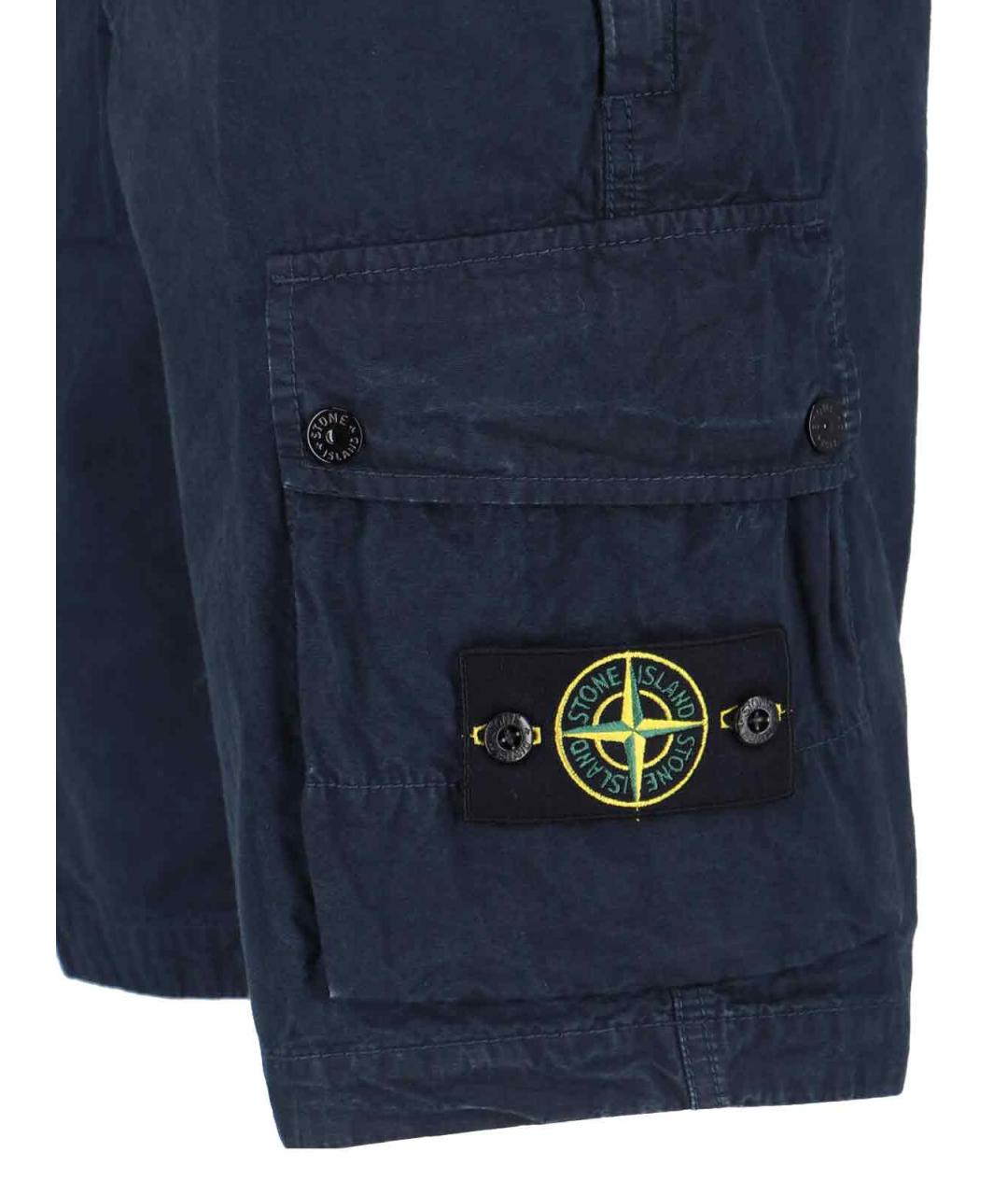 STONE ISLAND Синие хлопковые шорты, фото 4